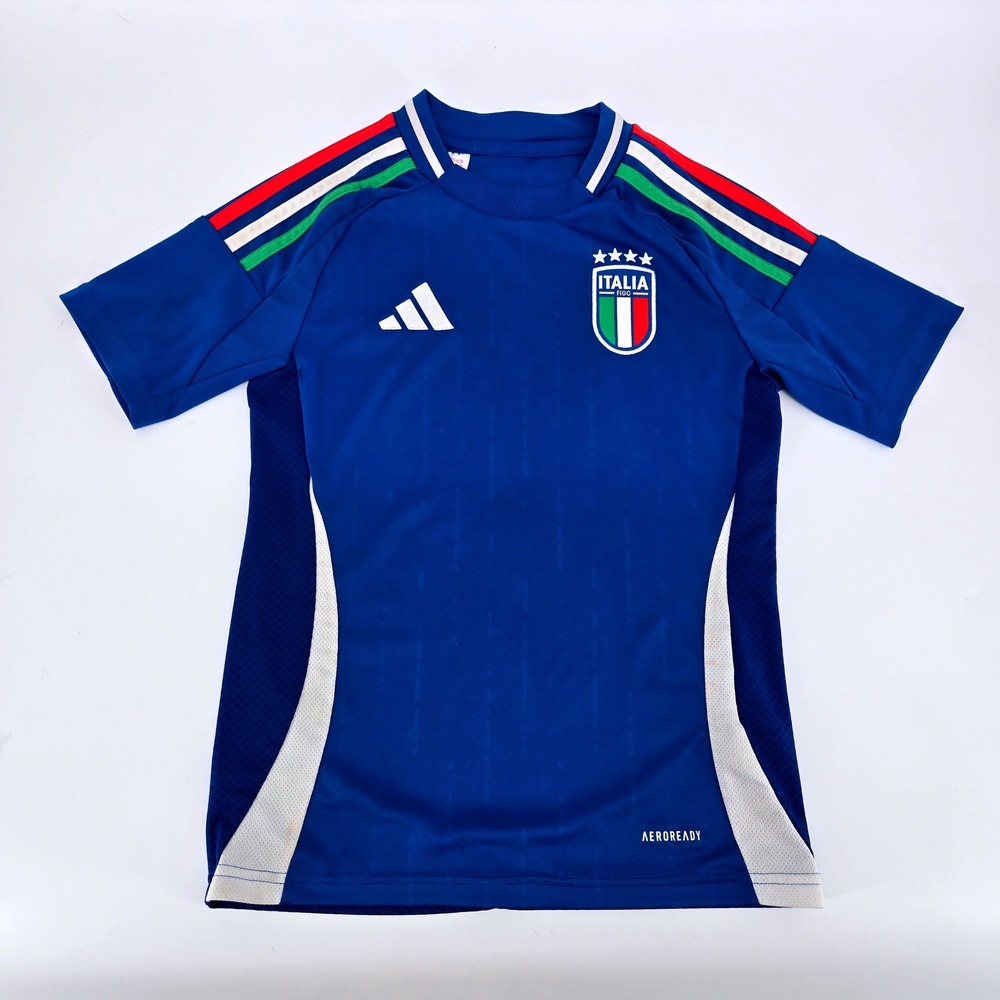 adidas Italy Soccer Jersey Youth Small 9-10Y Blue FIGC Home Kit Aeroready